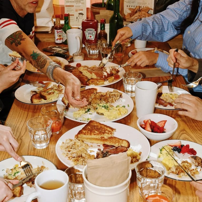 French toast, burgers, pancakes